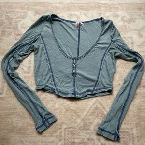 Urban Outfitters Teal Long Sleeve Blouse